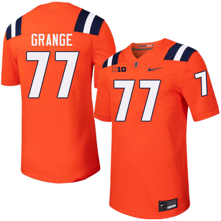 #77 Red Grange Illinois Fighting Illini Football Jersey,Uniforms-Orange